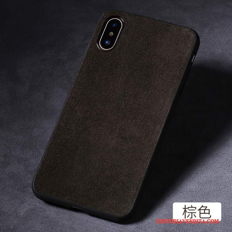 Custodia iPhone X Pelle Telefono Tendenza, Cover iPhone X Silicone Grigio Tutto Incluso