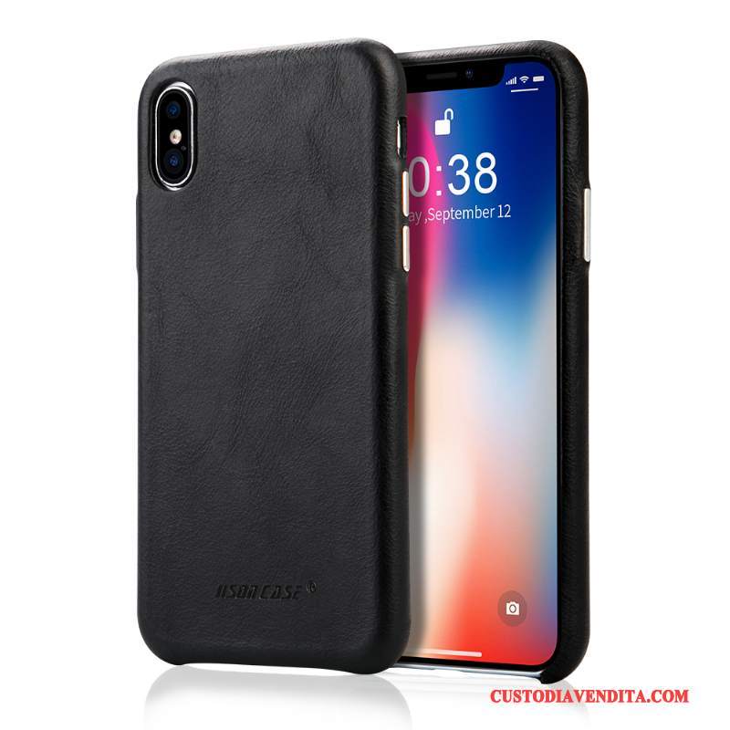 Custodia iPhone X Pelle Tutto Incluso Arancione, Cover iPhone X Protezione Tendenza Nuovo