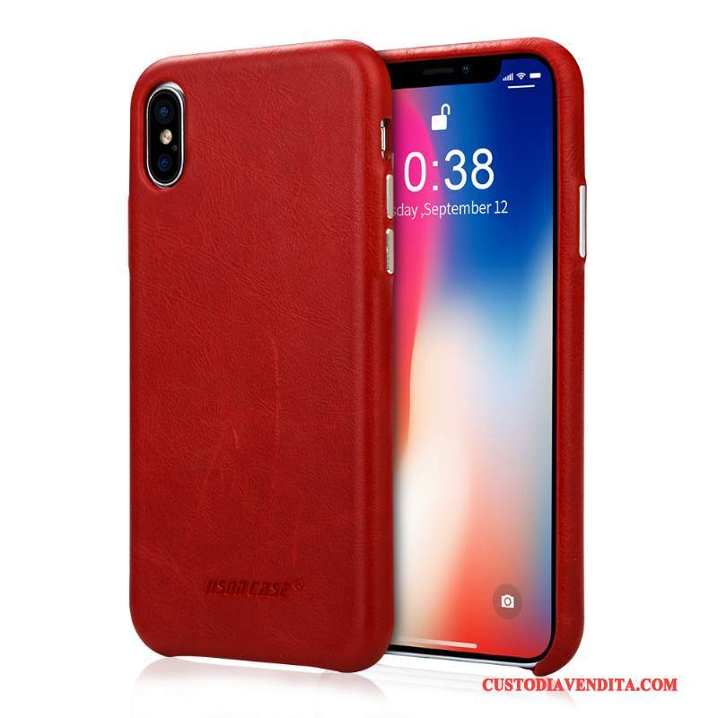 Custodia iPhone X Pelle Tutto Incluso Arancione, Cover iPhone X Protezione Tendenza Nuovo