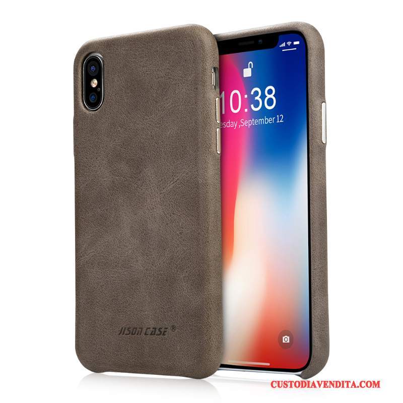 Custodia iPhone X Pelle Tutto Incluso Arancione, Cover iPhone X Protezione Tendenza Nuovo