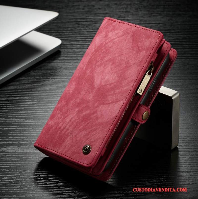 Custodia iPhone X Protezione Affari Rosso, Cover iPhone X Pelle Carta Bancaria