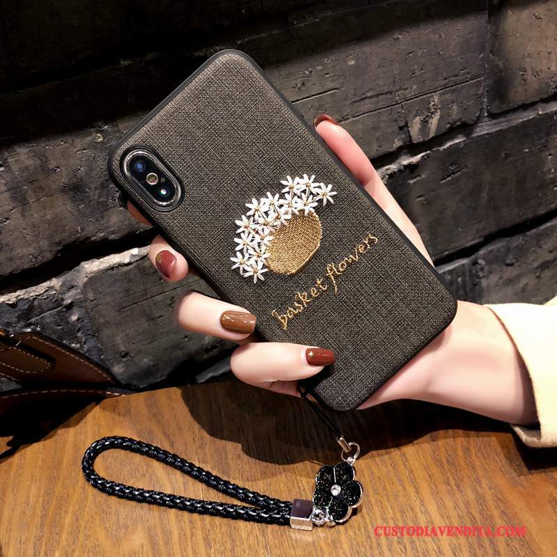 Custodia iPhone X Protezione Arte Ricamo, Cover iPhone X Morbido Tendenza