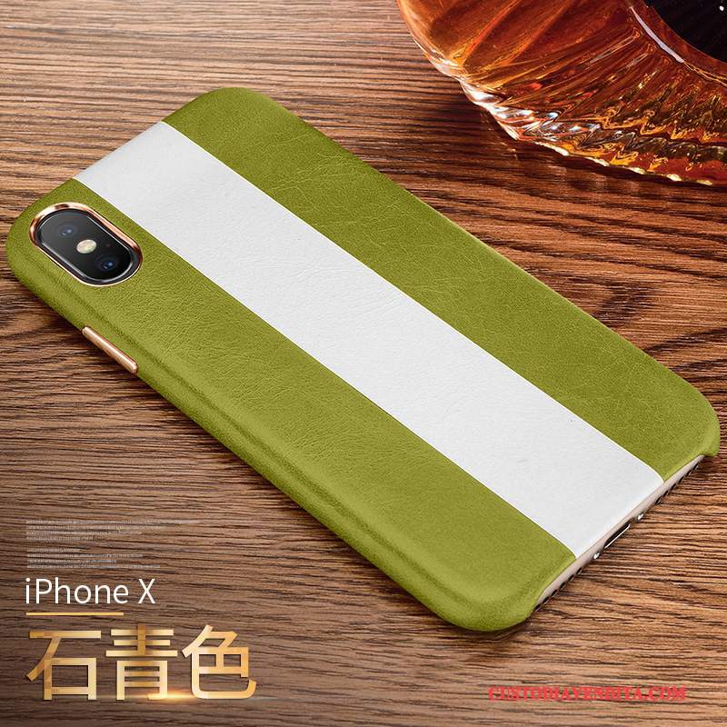 Custodia iPhone X Protezione Bianco Verde, Cover iPhone X Pelle Telefono Anti-caduta