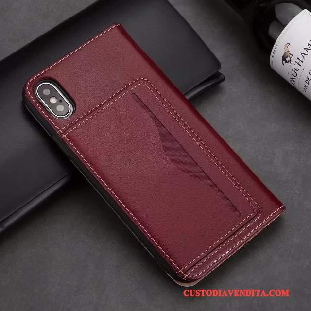 Custodia iPhone X Protezione Dormienza Tutto Incluso, Cover iPhone X Pelle Telefono Carta