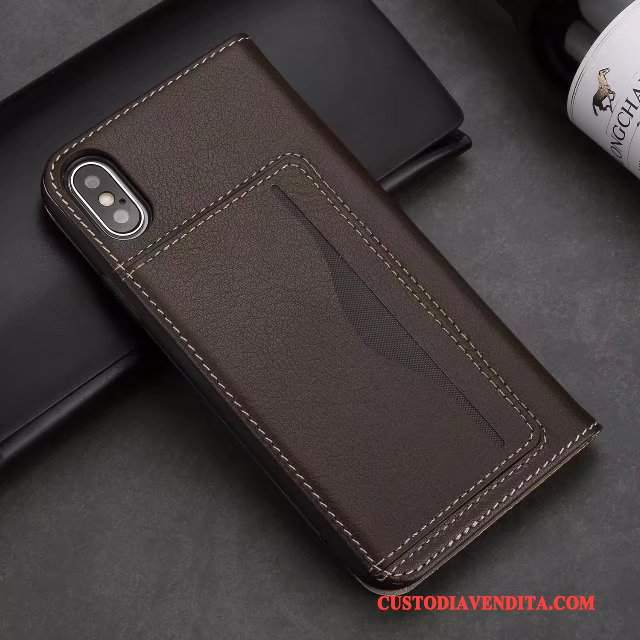 Custodia iPhone X Protezione Dormienza Tutto Incluso, Cover iPhone X Pelle Telefono Carta