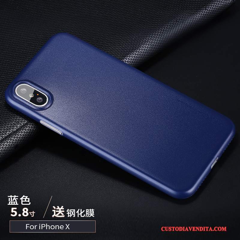 Custodia iPhone X Protezione Tutto Incluso Difficile, Cover iPhone X Telefono Blu