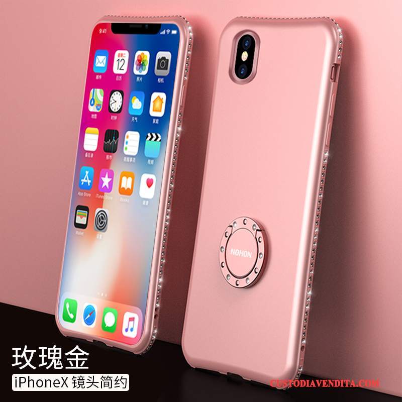 Custodia iPhone X Silicone Anti-caduta Morbido, Cover iPhone X Sottile Rosa