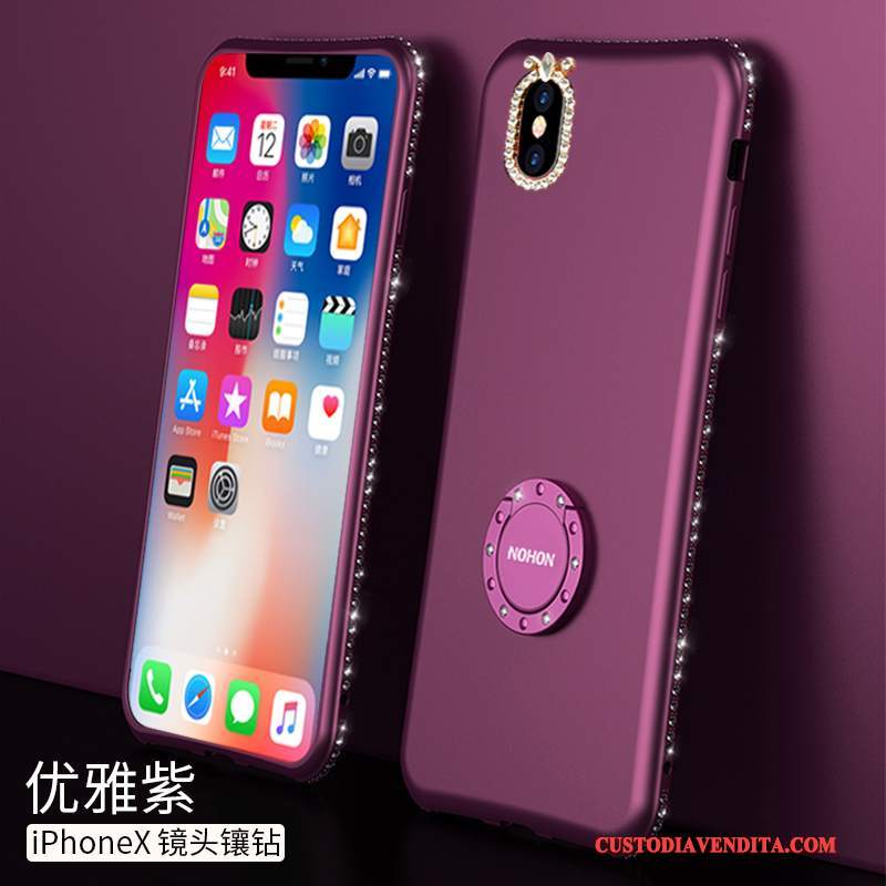 Custodia iPhone X Silicone Anti-caduta Morbido, Cover iPhone X Sottile Rosa