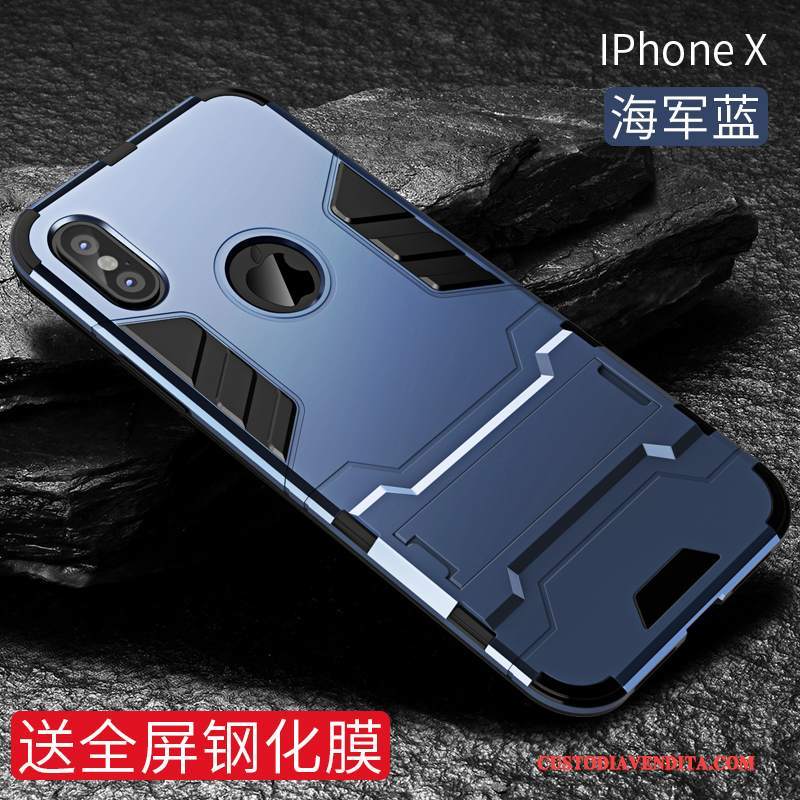 Custodia iPhone X Silicone Anti-caduta Nero, Cover iPhone X Protezione Marchio Di Tendenza Tutto Incluso