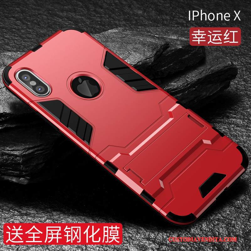 Custodia iPhone X Silicone Anti-caduta Nero, Cover iPhone X Protezione Marchio Di Tendenza Tutto Incluso