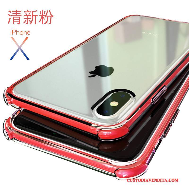 Custodia iPhone X Silicone Gasbag Rosso, Cover iPhone X Tutto Incluso Anti-caduta