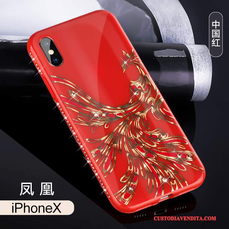 Custodia iPhone X Silicone Telefono Rosso, Cover iPhone X Colore Nuovo Lusso