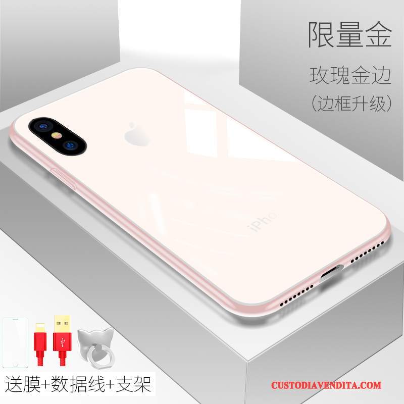 Custodia iPhone X Silicone Tendenza Rosa, Cover iPhone X Tutto Incluso Marchio Di Tendenza