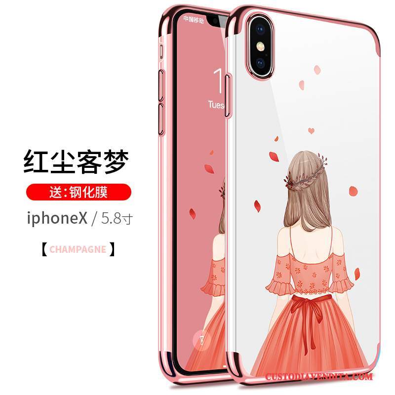 Custodia iPhone X Silicone Trasparente Placcatura, Cover iPhone X Sottile Morbido