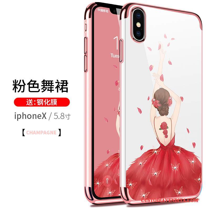 Custodia iPhone X Silicone Trasparente Placcatura, Cover iPhone X Sottile Morbido