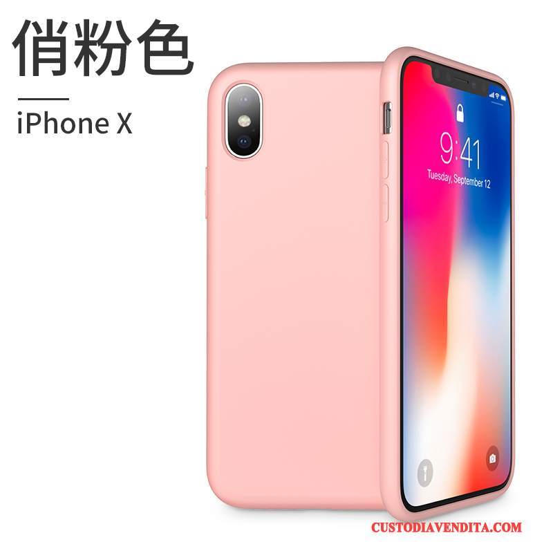 Custodia iPhone X Silicone Tutto Incluso Marchio Di Tendenza, Cover iPhone X Rosa Nuovo