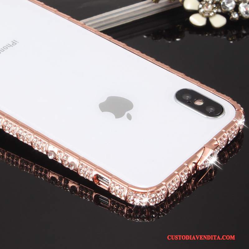 Custodia iPhone X Strass Con Strass Anti-caduta, Cover iPhone X Metallo Nuovo