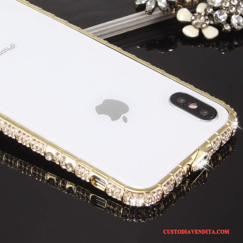 Custodia iPhone X Strass Con Strass Anti-caduta, Cover iPhone X Metallo Nuovo