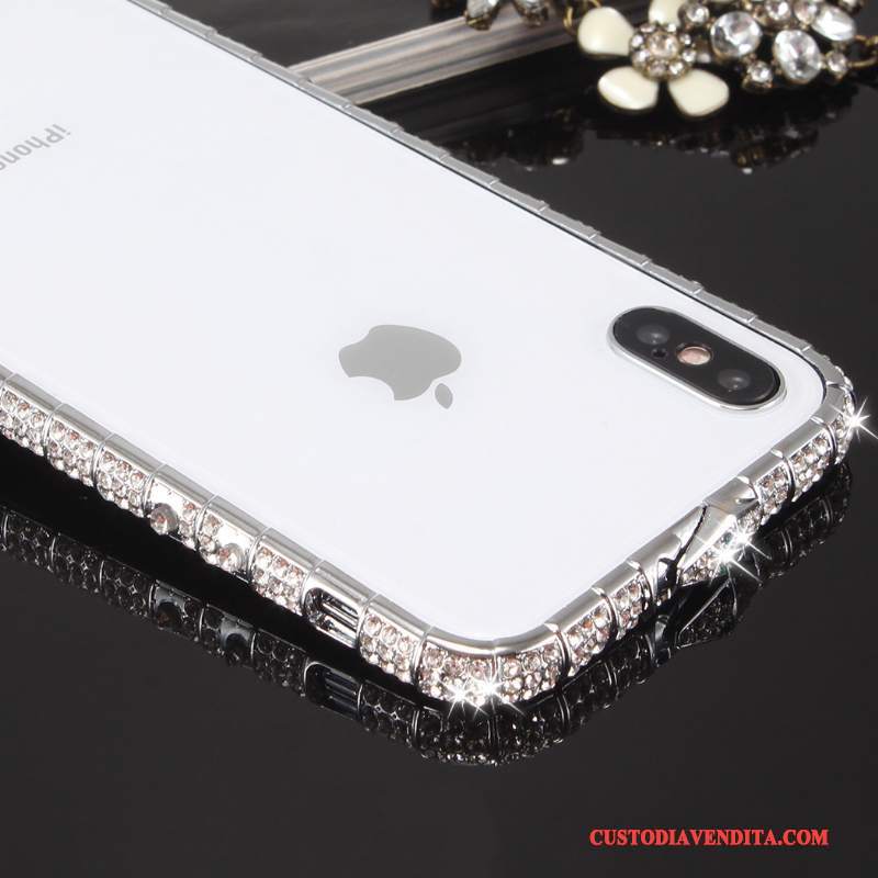 Custodia iPhone X Strass Con Strass Anti-caduta, Cover iPhone X Metallo Nuovo