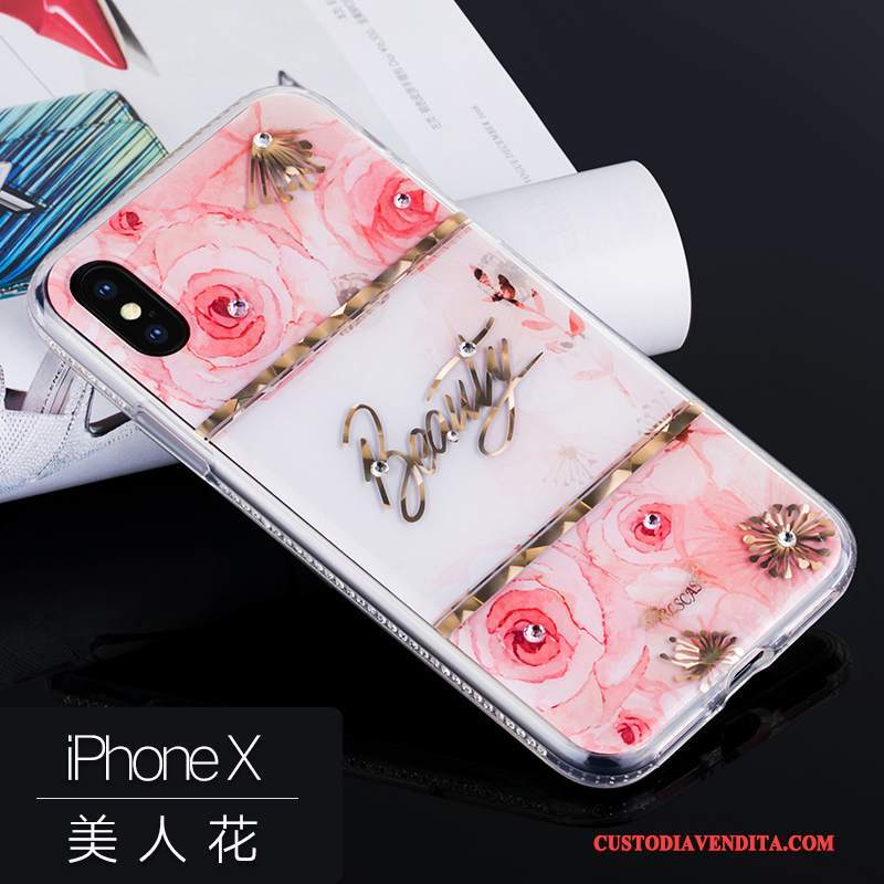 Custodia iPhone X Strass Lusso Nuovo, Cover iPhone X Silicone Marchio Di Tendenzatelefono