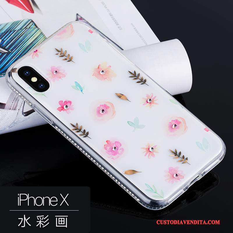 Custodia iPhone X Strass Lusso Nuovo, Cover iPhone X Silicone Marchio Di Tendenzatelefono