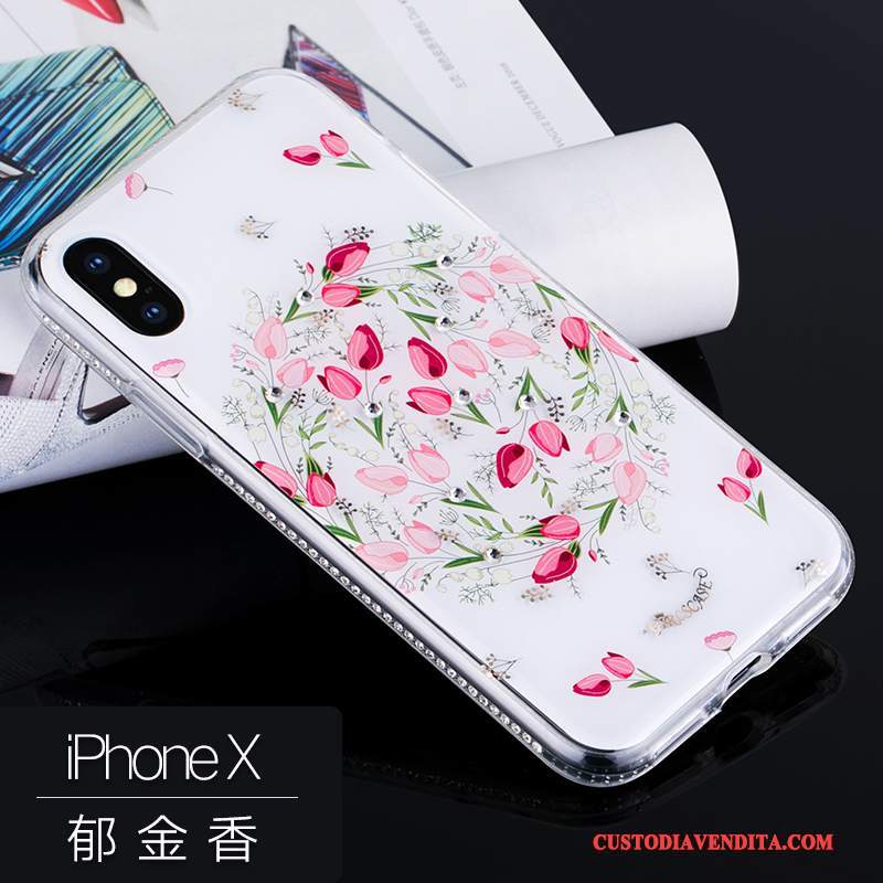 Custodia iPhone X Strass Lusso Nuovo, Cover iPhone X Silicone Marchio Di Tendenzatelefono