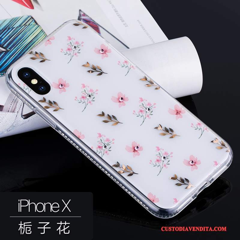 Custodia iPhone X Strass Lusso Nuovo, Cover iPhone X Silicone Marchio Di Tendenzatelefono