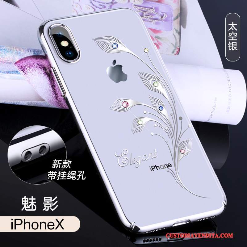 Custodia iPhone X Strass Telefono Lusso, Cover iPhone X Nuovo Trasparente