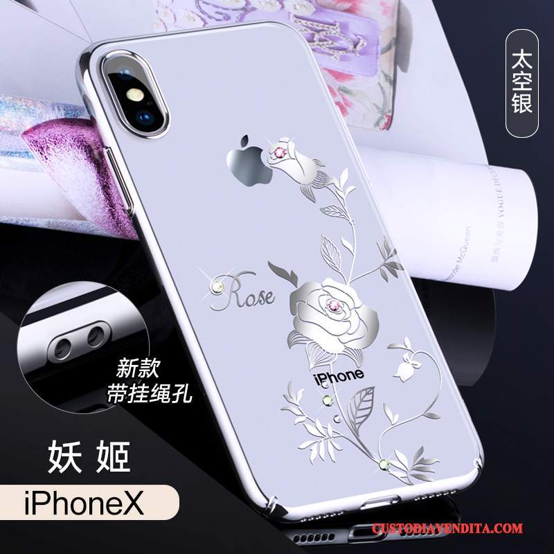 Custodia iPhone X Strass Telefono Lusso, Cover iPhone X Nuovo Trasparente