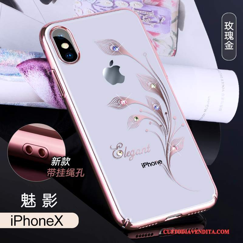 Custodia iPhone X Strass Telefono Lusso, Cover iPhone X Nuovo Trasparente