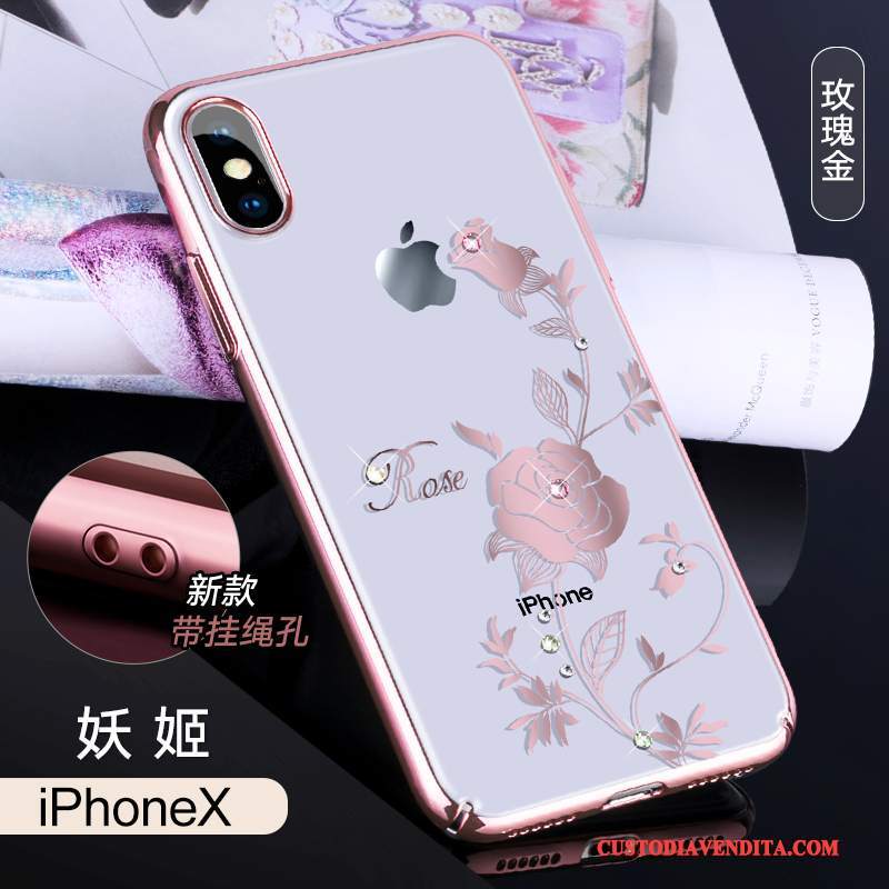 Custodia iPhone X Strass Telefono Lusso, Cover iPhone X Nuovo Trasparente