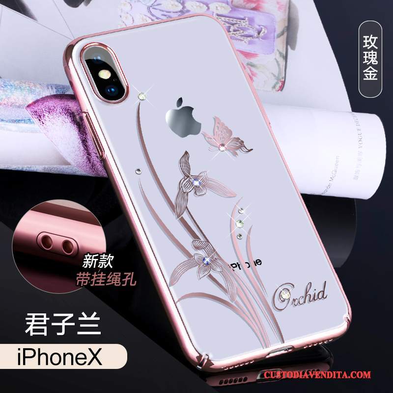 Custodia iPhone X Strass Telefono Lusso, Cover iPhone X Nuovo Trasparente