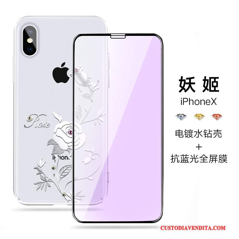 Custodia iPhone X Strass Telefono Lusso, Cover iPhone X Nuovo Trasparente