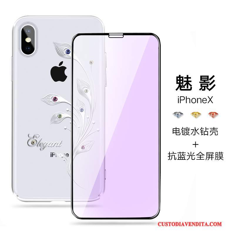 Custodia iPhone X Strass Telefono Lusso, Cover iPhone X Nuovo Trasparente