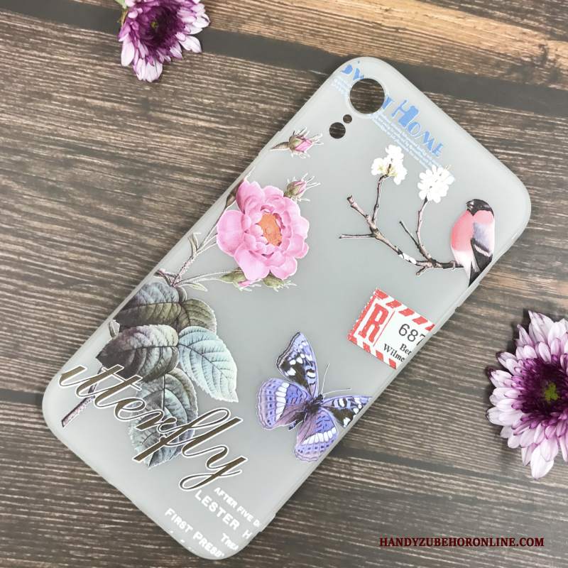 Custodia iPhone Xr Goffratura Bianco Modello, Cover iPhone Xr Protezione Di Personalità Fiori