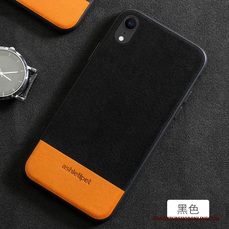 Custodia iPhone Xr Pelle Marchio Di Tendenza Grigio, Cover iPhone Xr Protezione High End Anti-caduta