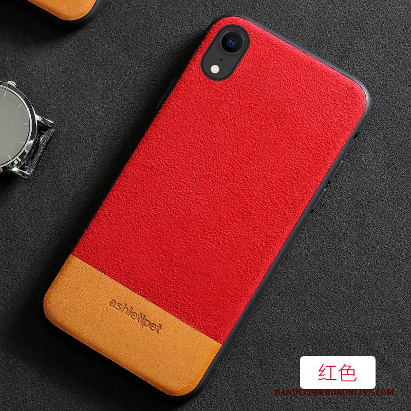 Custodia iPhone Xr Pelle Marchio Di Tendenza Grigio, Cover iPhone Xr Protezione High End Anti-caduta