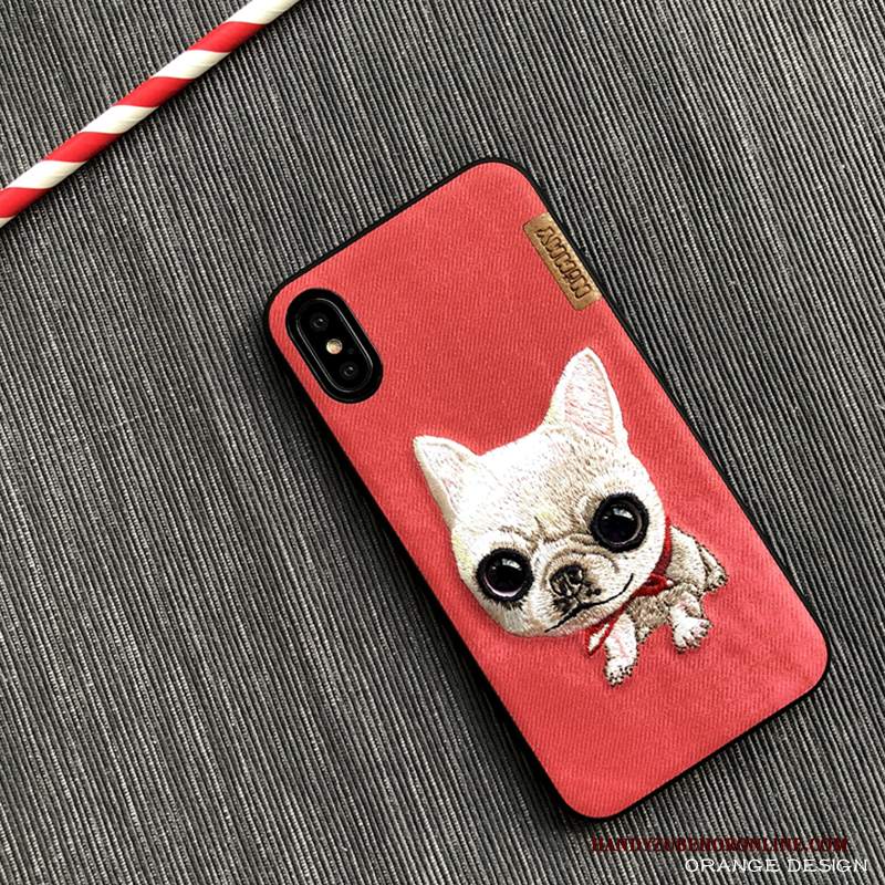 Custodia iPhone Xs Cartone Animato Amanti Nero, Cover iPhone Xs Gattino Orso