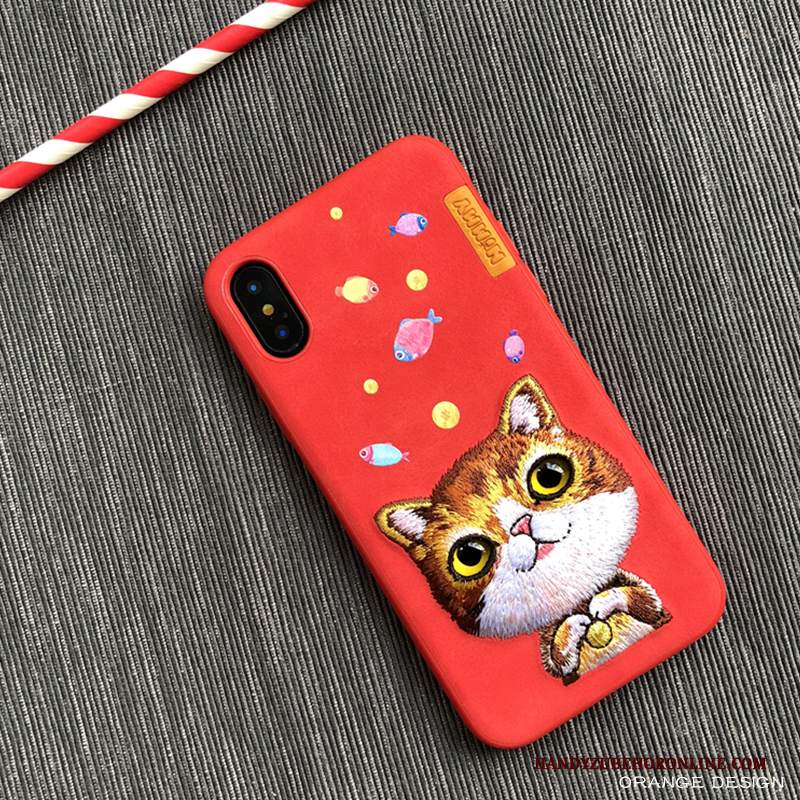 Custodia iPhone Xs Cartone Animato Amanti Nero, Cover iPhone Xs Gattino Orso