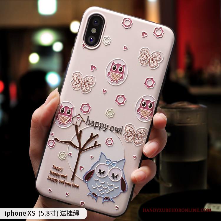 Custodia iPhone Xs Cartone Animato Rosa Macchiati, Cover iPhone Xs Creativo Nuovo Bello