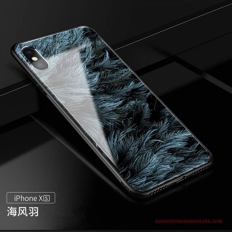 Custodia iPhone Xs Creativo Blu Marchio Di Tendenza, Cover iPhone Xs Amantitelefono