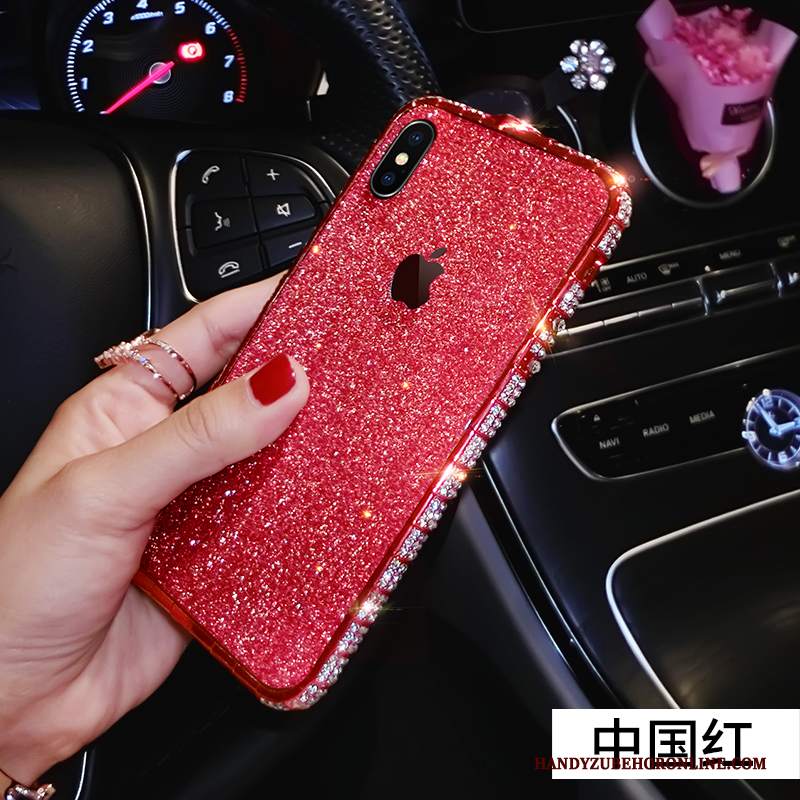 Custodia iPhone Xs Creativo Hemmingtelefono, Cover iPhone Xs Strass Rosa Di Personalità