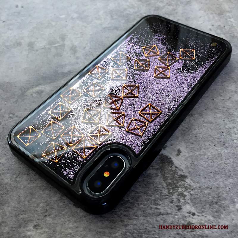 Custodia iPhone Xs Creativo Ornamenti Appesi Porpora, Cover iPhone Xs Protezione Morbido Amanti