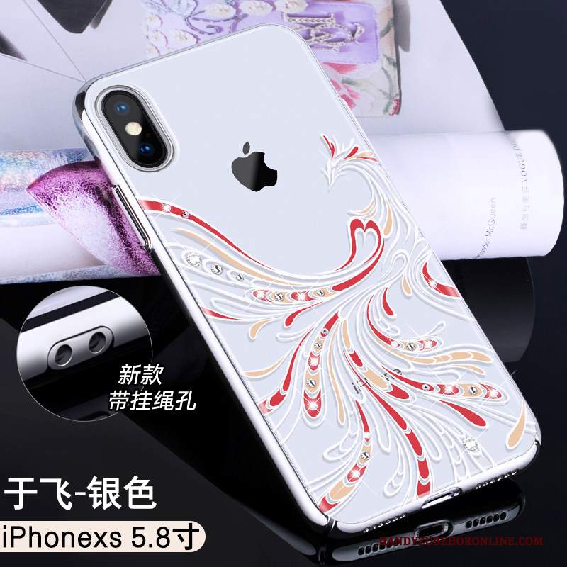 Custodia iPhone Xs Creativo Trasparente Amanti, Cover iPhone Xs Strass Sottile Di Personalità