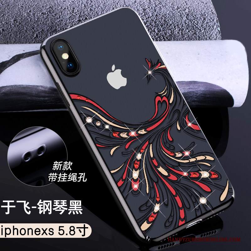 Custodia iPhone Xs Creativo Trasparente Amanti, Cover iPhone Xs Strass Sottile Di Personalità