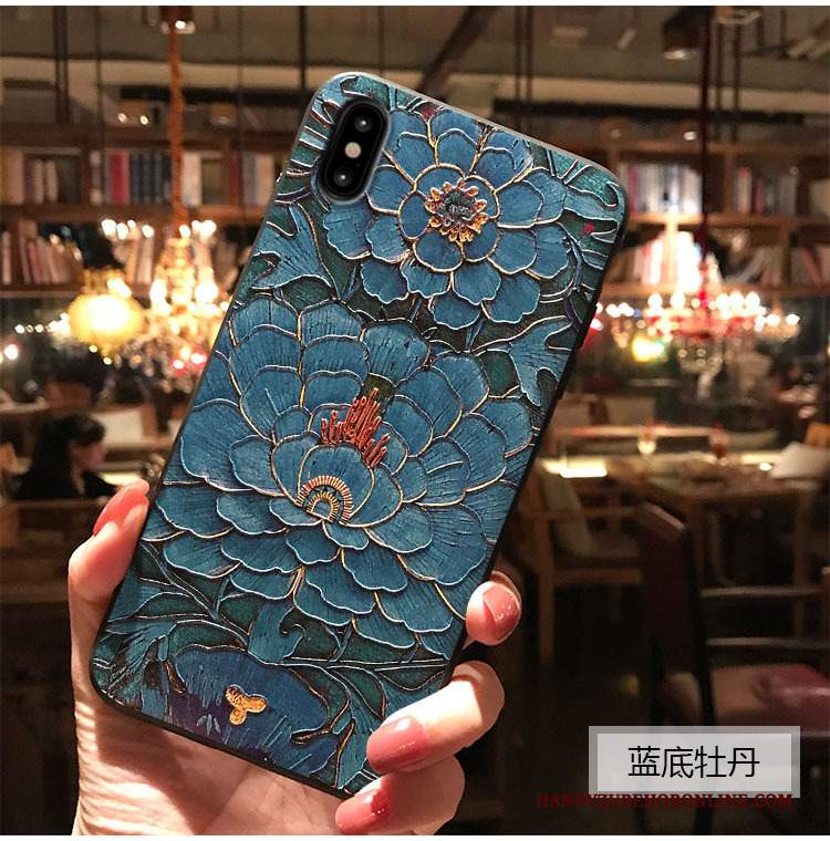 Custodia iPhone Xs Goffratura Blutelefono, Cover iPhone Xs Protezione