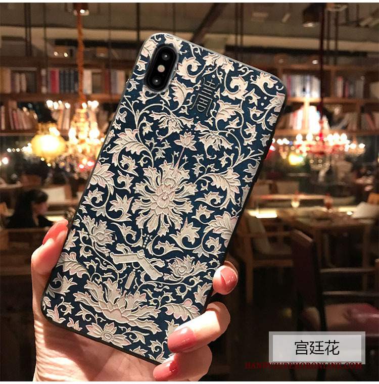 Custodia iPhone Xs Goffratura Blutelefono, Cover iPhone Xs Protezione