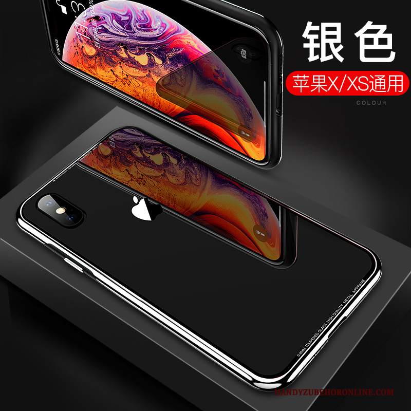 Custodia iPhone Xs Marchio Di Tendenza Trasparente, Cover iPhone Xs Metallo Porpora