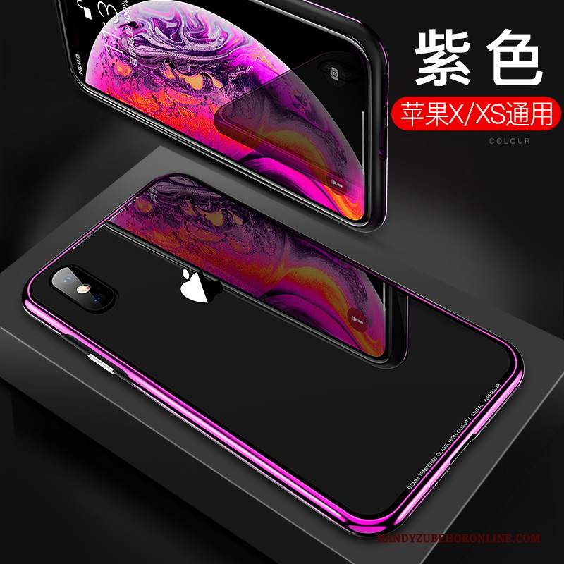 Custodia iPhone Xs Marchio Di Tendenza Trasparente, Cover iPhone Xs Metallo Porpora