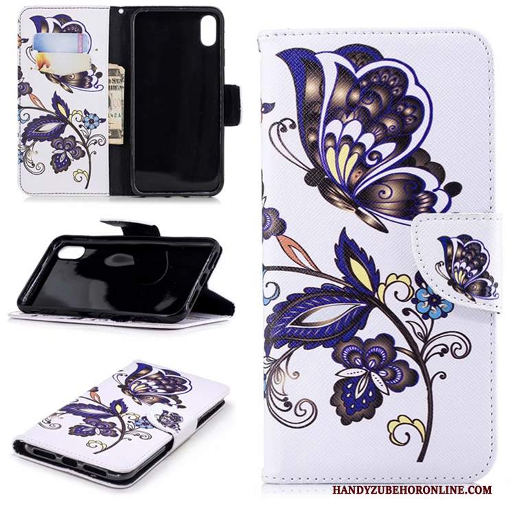 Custodia iPhone Xs Max Folio Marchio Di Tendenzatelefono, Cover iPhone Xs Max Pelle Bianco